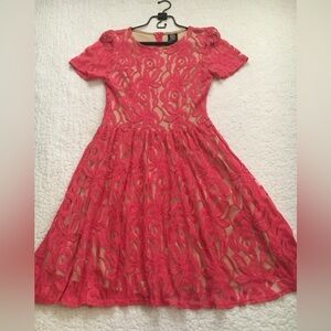 Bobeau Vibrant Pink Lace Dress